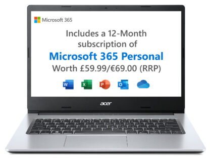 Acer Aspire 1 A114-33 Traditional Notebook - Intel Celeron N4500, 4GB, 64GB eMMC, Integrated Graphics, 14" HD, Windows 11, Silver, Intel Celeron N, 1.1 GHz, 35.6 cm (14"), 1366 x 768 pixels, 4 GB, 64 GB