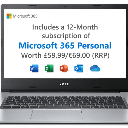 Acer Aspire 1 A114-33 Traditional Notebook - Intel Celeron N4500, 4GB, 64GB eMMC, Integrated Graphics, 14" HD, Windows 11, Silver, Intel Celeron N, 1.1 GHz, 35.6 cm (14"), 1366 x 768 pixels, 4 GB, 64 GB