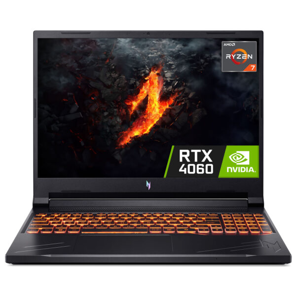 Acer Nitro V 16 ANV16-41 Gaming Laptop - AMD Ryzen 7 8845HS, 16GB, 512GB SSD, NVIDIA GeForce RTX 4060 8G, 16" WUXGA 165Hz, Windows 11, Black, AMD Ryzen 7, 3.8 GHz, 40.6 cm (16"), 1920 x 1200 pixels, 16 GB, 512 GB