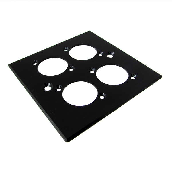 Empty Wall Mount Panel 4 Socket Black