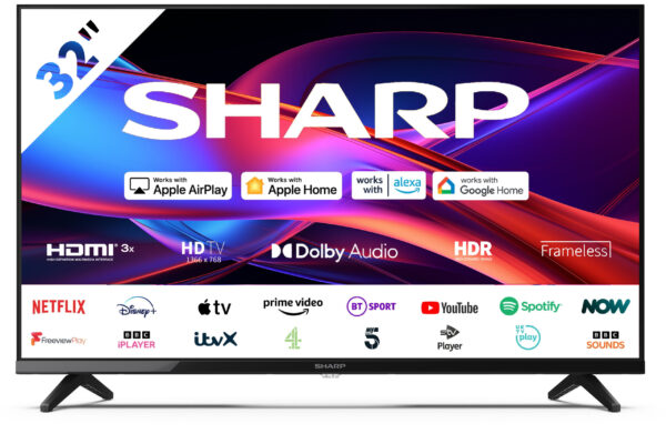 Sharp 1T-C32GD2225K, 81.3 cm (32"), 1366 x 768 pixels, LED, Smart TV, Wi-Fi, Black