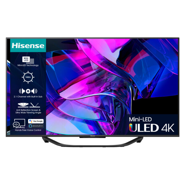 Hisense 65U7KQTUK, 165.1 cm (65"), 3840 x 2160 pixels, Mini LED, Smart TV, Wi-Fi, Grey