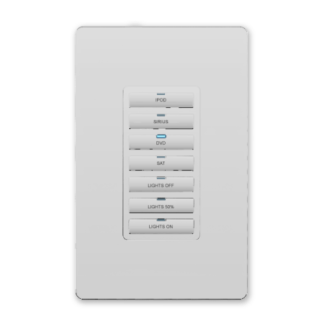 AMX MET-7E-WH - Metreau 7 Button Keypad - White Ethernet keypad installed in Decora-style wallplates.