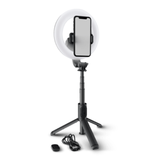 Mackie mRING-6 – 6” Battery Powered Ring Light with Convertible Selfie Stick/Stand and Remote
