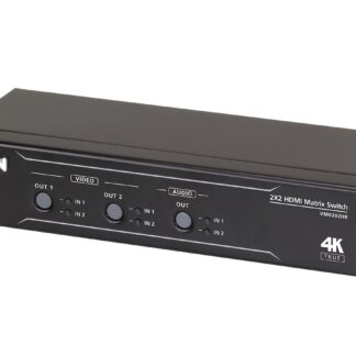 ATEN 2 x 2 True 4K HDMI Matrix Switch with Audio De-Embedder, AV matrix switcher, 18 Gbit/s, 600 MHz, 4096 x 2160 pixels, 4096 x 2160, 3840 x 2160, Black