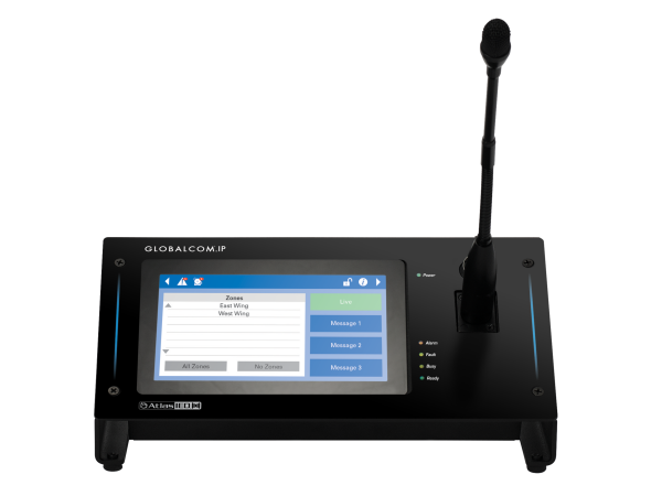 AtlasIED GLOBALCOM® IP Touch Screen Digital Communication Station with Gooseneck Microphone